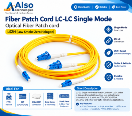 LC-LC Single Mode Fiber Patch Cord with LSZH jacket for reliable, low-loss fiber connectivity. Ideal for FTTH, EPON, GPON, OLT, ONU/ONT and networking applications.